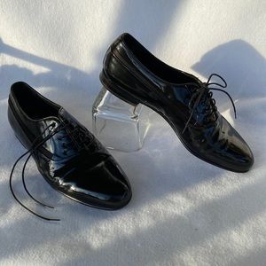 Mezlan 9.5 Medium Men’s Black Patent Leather Tuxedo Dress Shoe Italy